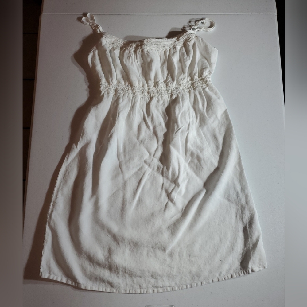 Y2K VTG Juicy Couture Lg White Linen Baby Doll Coquette Sundress Spaghetti Strap